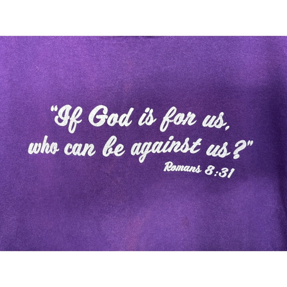 Romans 8:31 Phil 4:13 Bible Verse Shirt Mens Purple Graphic XL Vintage Religious